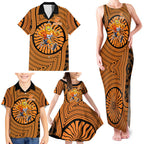 Greater Western Sydney Giants Family Matching Tank Maxi Dress and Hawaiian Shirt Indigenous Monochrome Dot Art Mascot Style