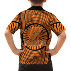 Greater Western Sydney Giants Family Matching Tank Maxi Dress and Hawaiian Shirt Indigenous Monochrome Dot Art Mascot Style
