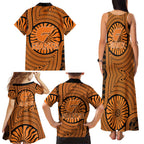 Greater Western Sydney Giants Family Matching Tank Maxi Dress and Hawaiian Shirt Indigenous Monochrome Dot Art Mascot Style