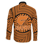 Greater Western Sydney Giants Family Matching Tank Maxi Dress and Hawaiian Shirt Indigenous Monochrome Dot Art Mascot Style