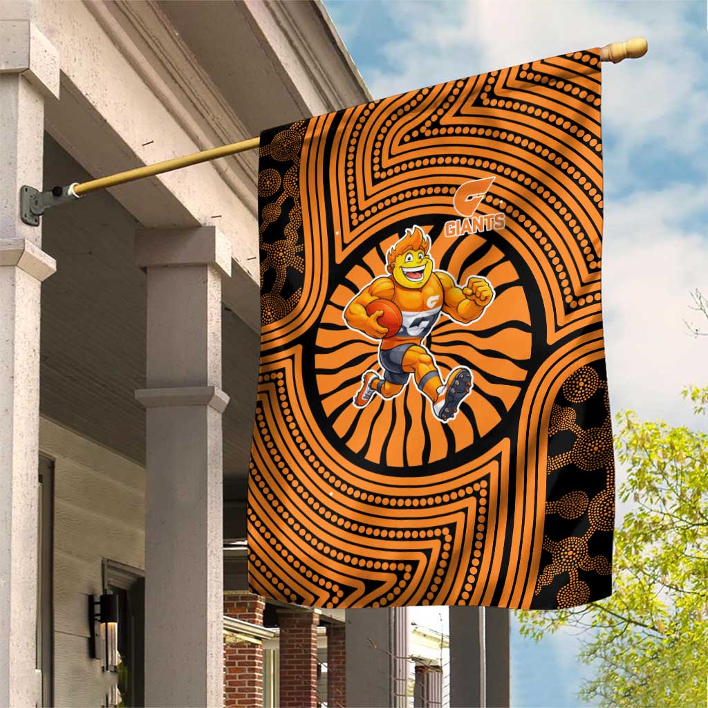 Greater Western Sydney Giants Garden Flag Indigenous Monochrome Dot Art Mascot Style