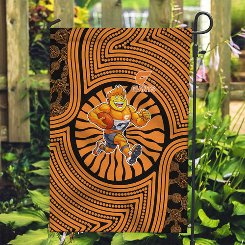 Greater Western Sydney Giants Garden Flag Indigenous Monochrome Dot Art Mascot Style