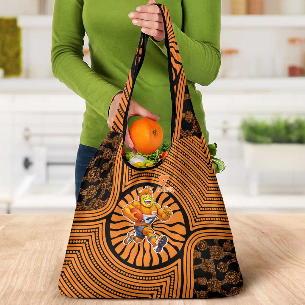 Greater Western Sydney Giants Grocery Bag Indigenous Monochrome Dot Art Mascot Style