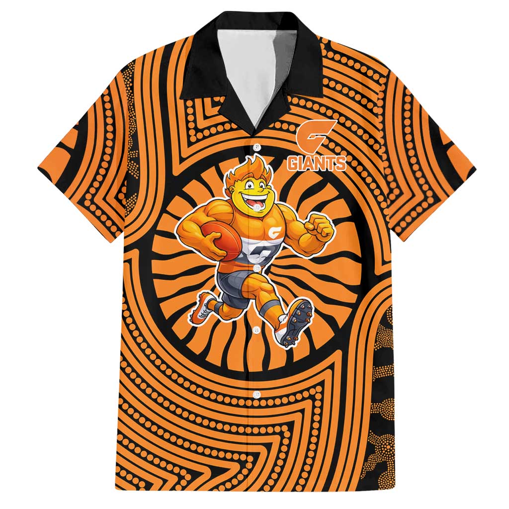 Greater Western Sydney Giants Hawaiian Shirt Indigenous Monochrome Dot Art Mascot Style
