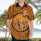 Greater Western Sydney Giants Hawaiian Shirt Indigenous Monochrome Dot Art Mascot Style