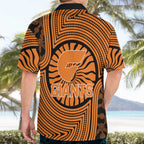 Greater Western Sydney Giants Hawaiian Shirt Indigenous Monochrome Dot Art Mascot Style