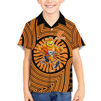 Greater Western Sydney Giants Hawaiian Shirt Indigenous Monochrome Dot Art Mascot Style