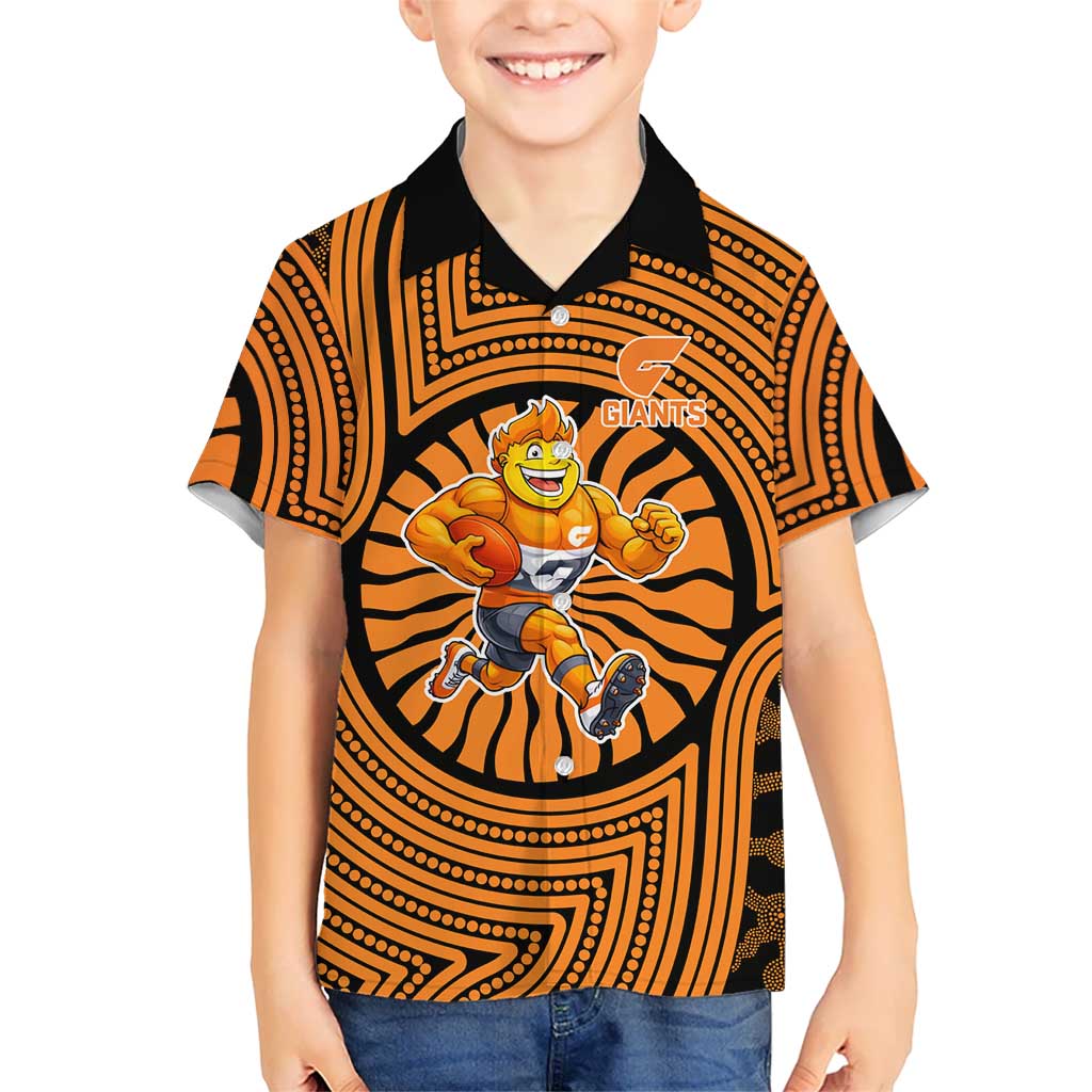 Greater Western Sydney Giants Hawaiian Shirt Indigenous Monochrome Dot Art Mascot Style