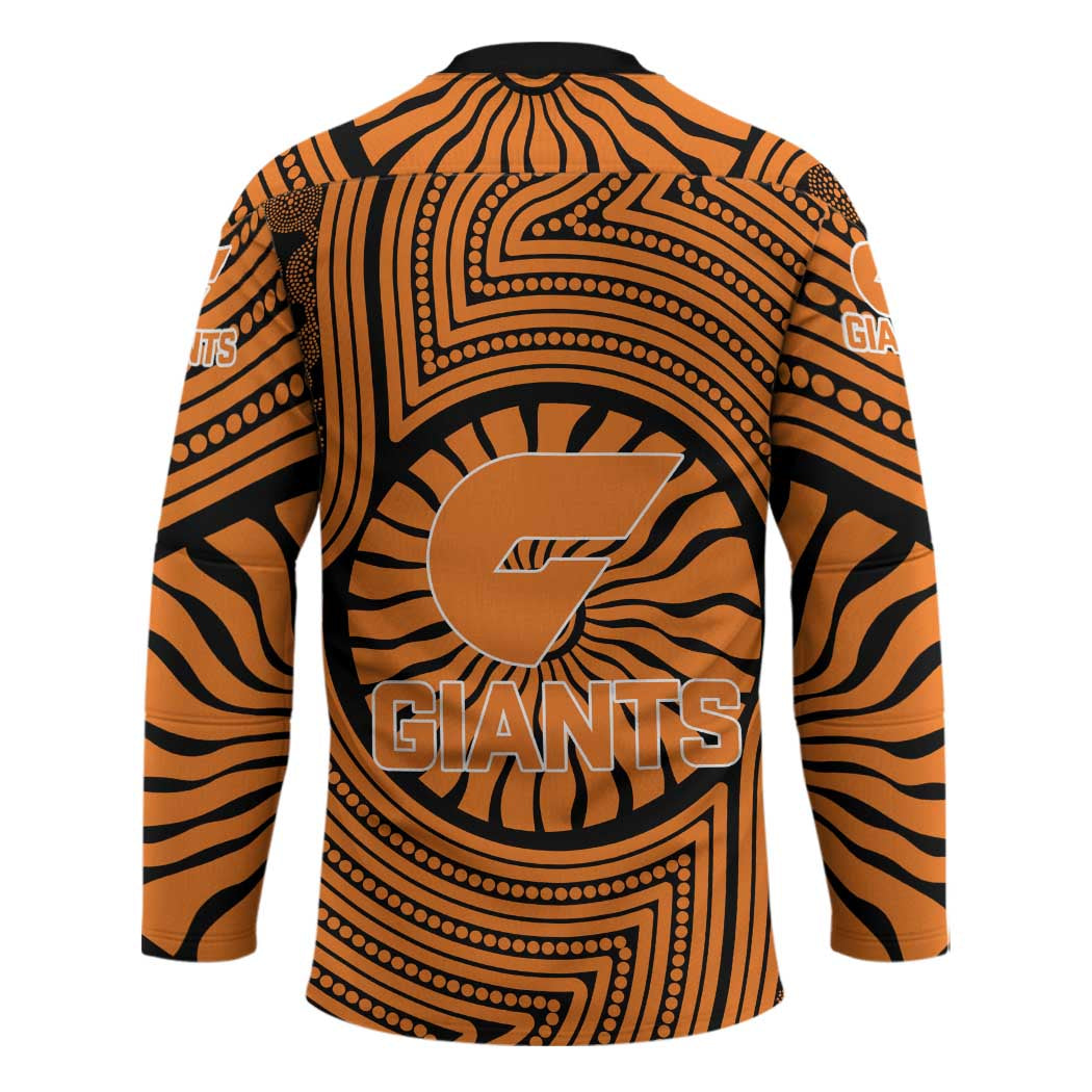 Greater Western Sydney Giants Hockey Jersey Indigenous Monochrome Dot Art Mascot Style