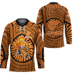 Greater Western Sydney Giants Hockey Jersey Indigenous Monochrome Dot Art Mascot Style