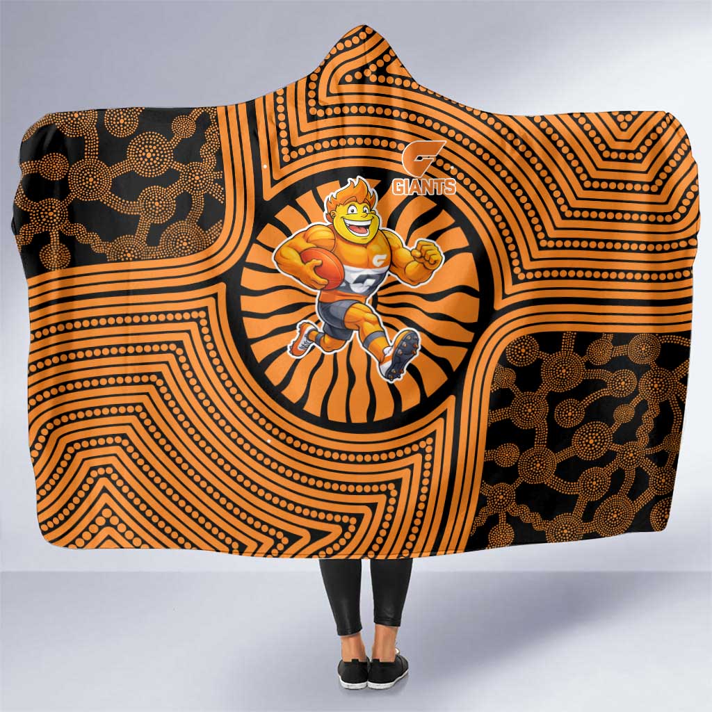 Greater Western Sydney Giants Hooded Blanket Indigenous Monochrome Dot Art Mascot Style