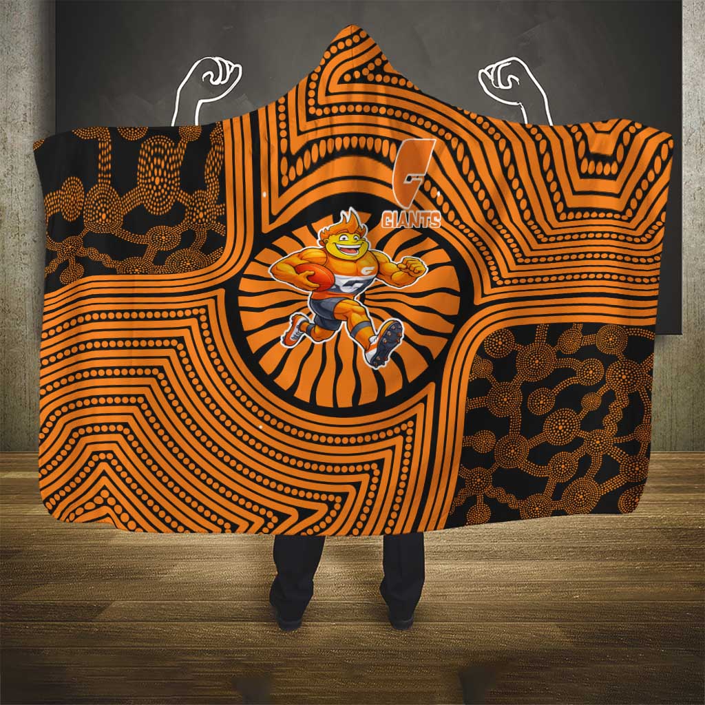 Greater Western Sydney Giants Hooded Blanket Indigenous Monochrome Dot Art Mascot Style