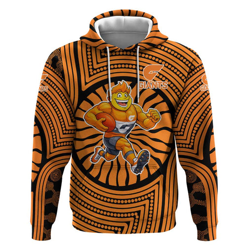 Greater Western Sydney Giants Hoodie Indigenous Monochrome Dot Art Mascot Style