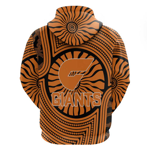 Greater Western Sydney Giants Hoodie Indigenous Monochrome Dot Art Mascot Style