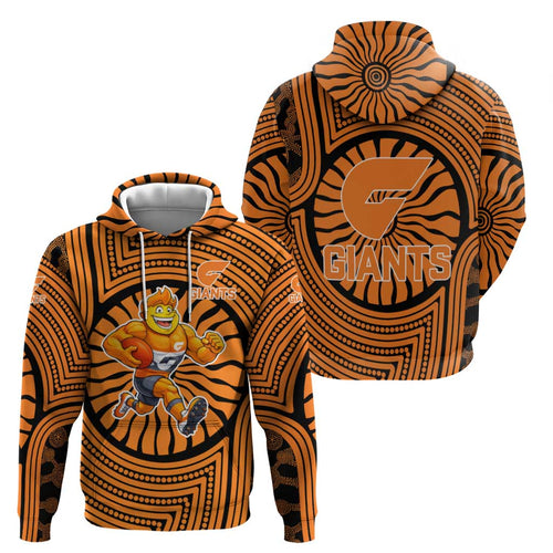 Greater Western Sydney Giants Hoodie Indigenous Monochrome Dot Art Mascot Style
