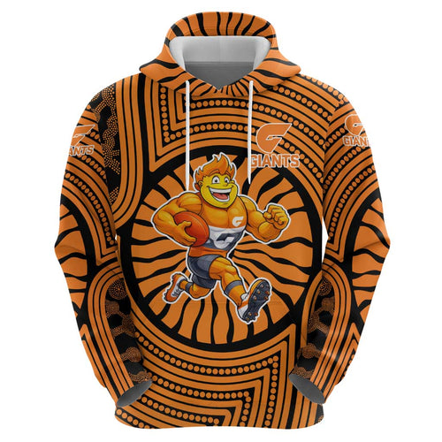 Greater Western Sydney Giants Hoodie Indigenous Monochrome Dot Art Mascot Style