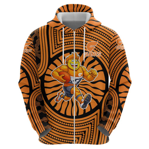 Greater Western Sydney Giants Hoodie Indigenous Monochrome Dot Art Mascot Style