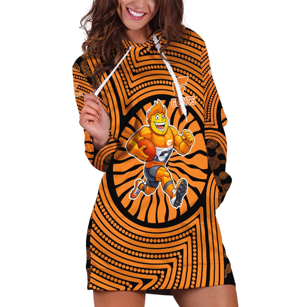 Greater Western Sydney Giants Hoodie Dress Indigenous Monochrome Dot Art Mascot Style