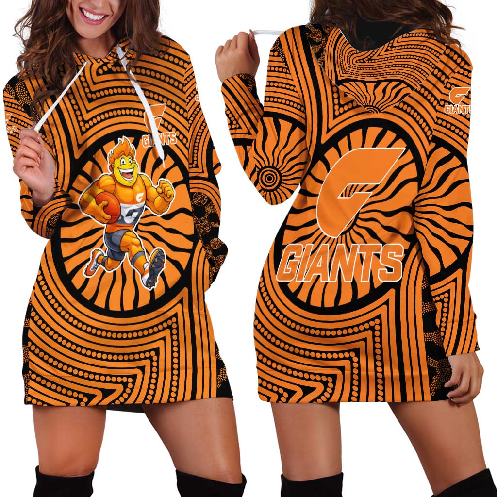 Greater Western Sydney Giants Hoodie Dress Indigenous Monochrome Dot Art Mascot Style