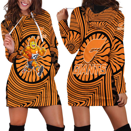 Greater Western Sydney Giants Hoodie Dress Indigenous Monochrome Dot Art Mascot Style