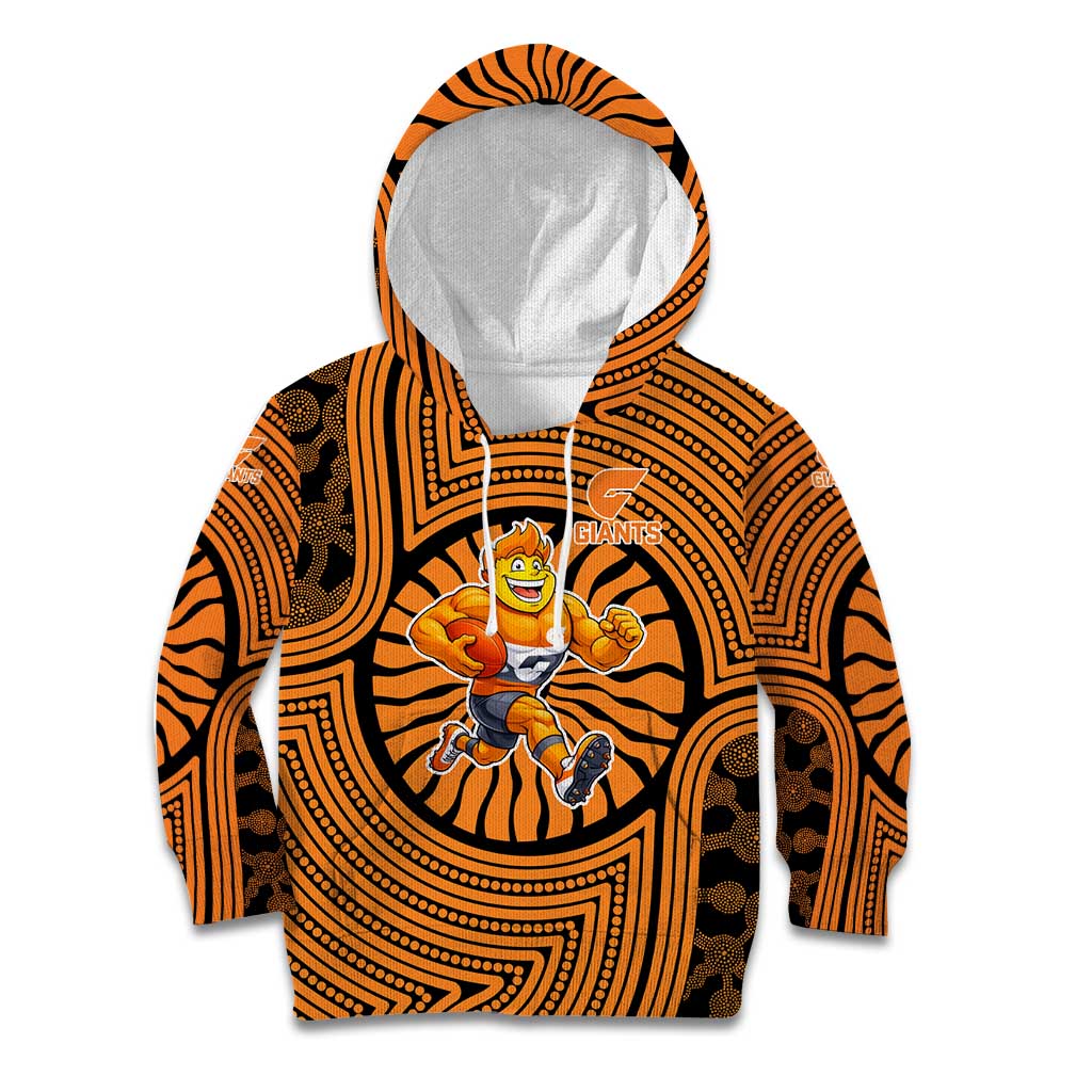 Greater Western Sydney Giants Kid Hoodie Indigenous Monochrome Dot Art Mascot Style