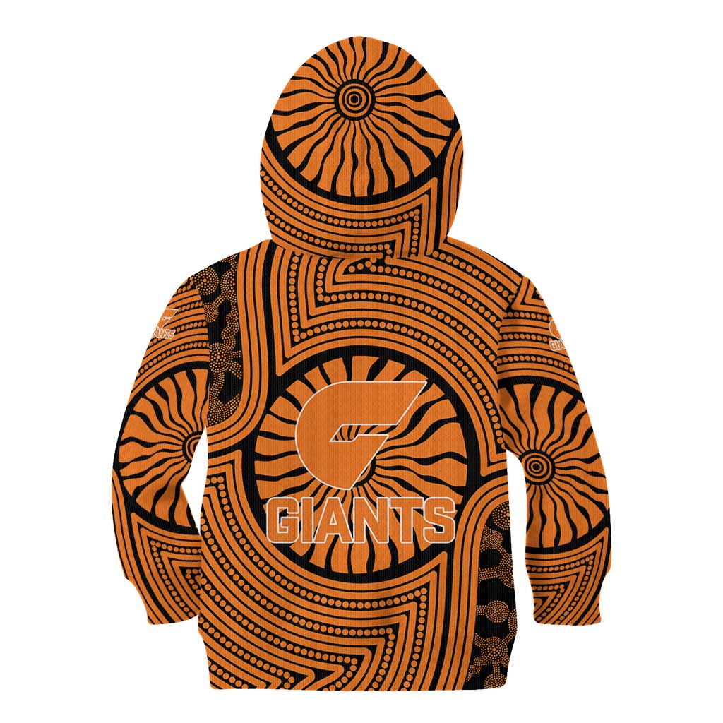 Greater Western Sydney Giants Kid Hoodie Indigenous Monochrome Dot Art Mascot Style