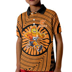Greater Western Sydney Giants Kid Polo Shirt Indigenous Monochrome Dot Art Mascot Style