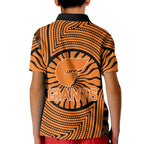 Greater Western Sydney Giants Kid Polo Shirt Indigenous Monochrome Dot Art Mascot Style