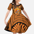 Greater Western Sydney Giants Kid Short Sleeve Dress Indigenous Monochrome Dot Art Mascot Style