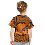 Greater Western Sydney Giants Kid T Shirt Indigenous Monochrome Dot Art Mascot Style