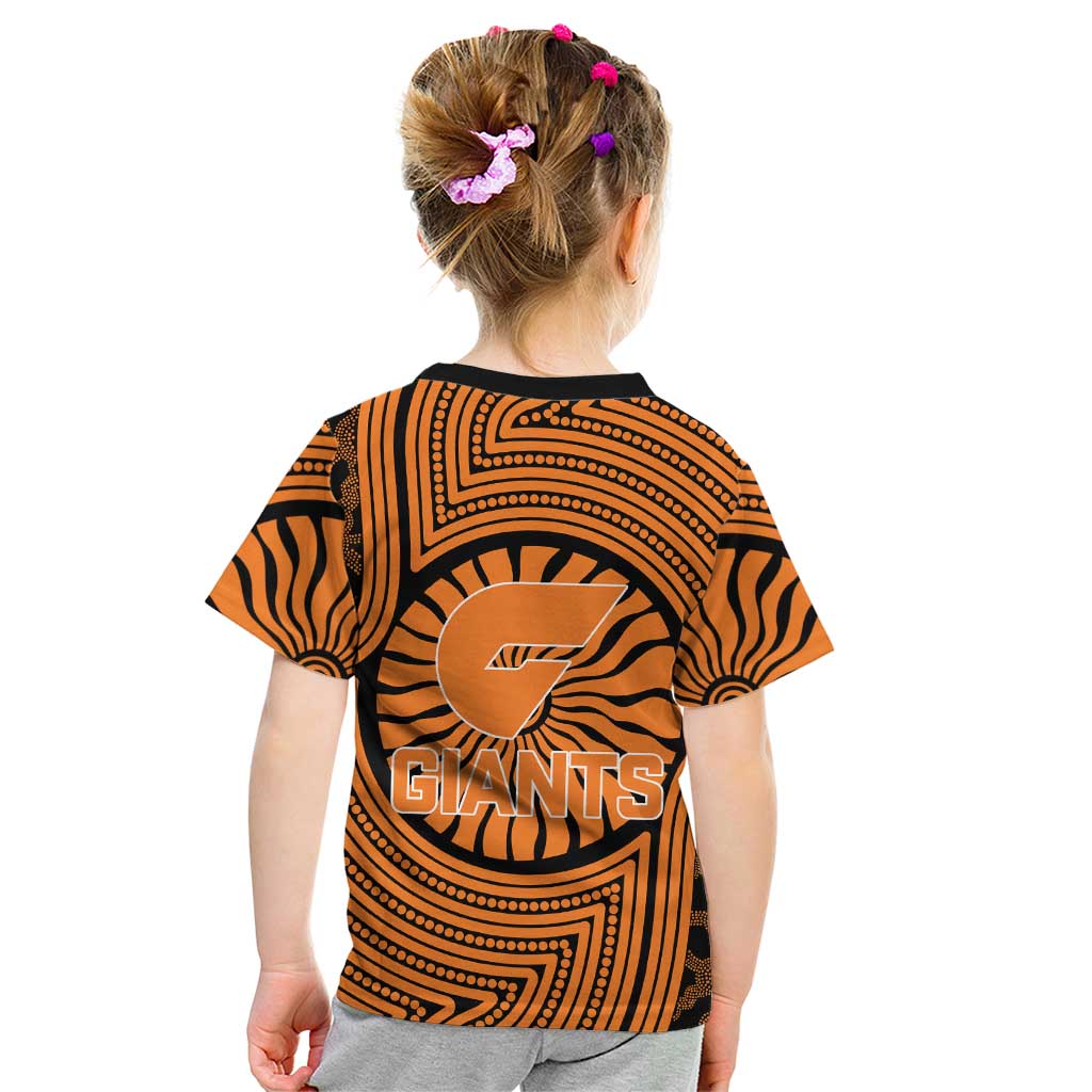 Greater Western Sydney Giants Kid T Shirt Indigenous Monochrome Dot Art Mascot Style