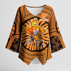Greater Western Sydney Giants Kimono Sleeve Blouse Indigenous Monochrome Dot Art Mascot Style