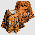Greater Western Sydney Giants Kimono Sleeve Blouse Indigenous Monochrome Dot Art Mascot Style
