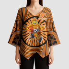 Greater Western Sydney Giants Kimono Sleeve Blouse Indigenous Monochrome Dot Art Mascot Style
