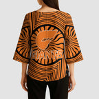 Greater Western Sydney Giants Kimono Sleeve Blouse Indigenous Monochrome Dot Art Mascot Style