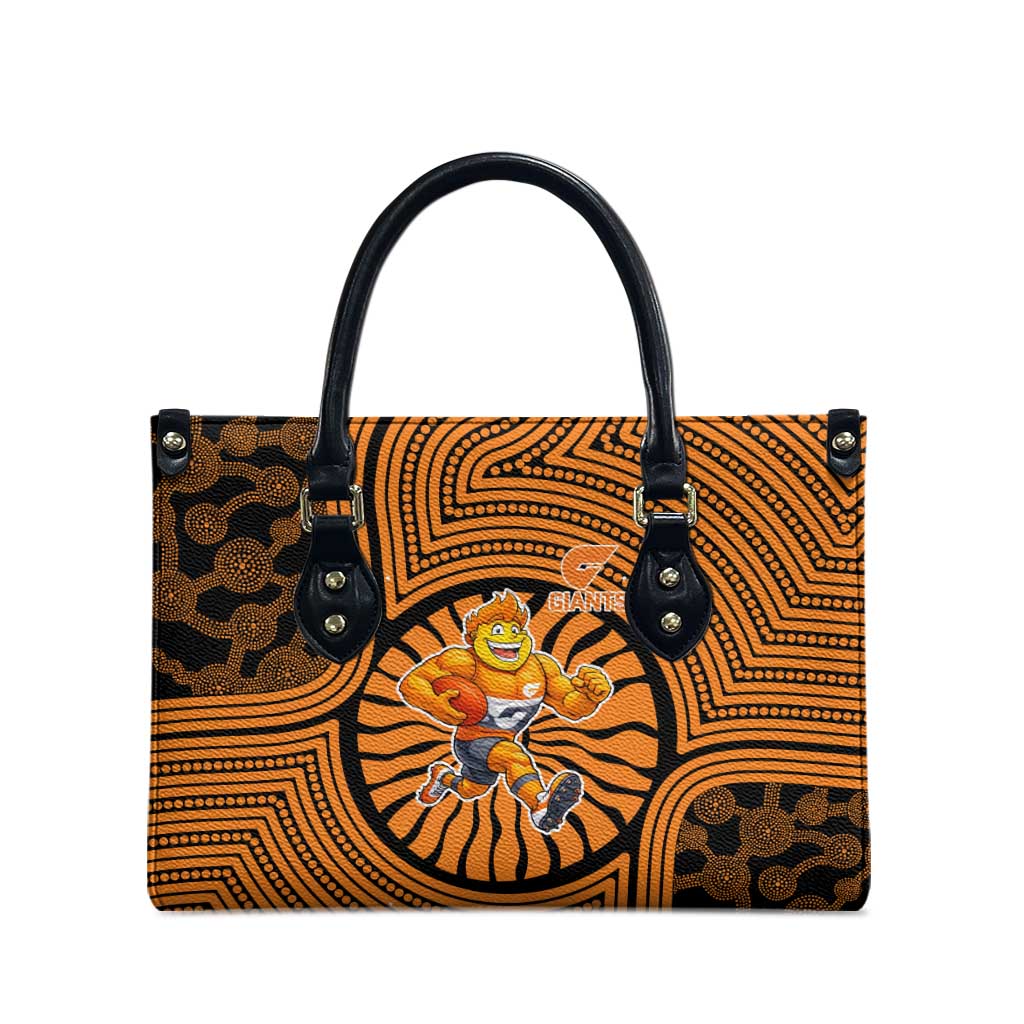 Greater Western Sydney Giants Leather Bag Indigenous Monochrome Dot Art Mascot Style