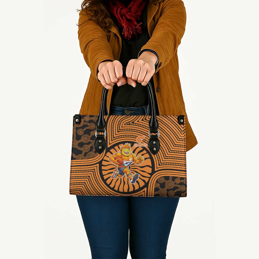 Greater Western Sydney Giants Leather Bag Indigenous Monochrome Dot Art Mascot Style