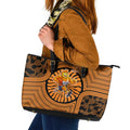 Greater Western Sydney Giants Leather Tote Bag Indigenous Monochrome Dot Art Mascot Style