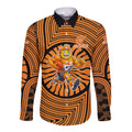 Greater Western Sydney Giants Long Sleeve Button Shirt Indigenous Monochrome Dot Art Mascot Style