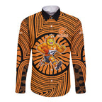Greater Western Sydney Giants Long Sleeve Button Shirt Indigenous Monochrome Dot Art Mascot Style