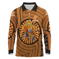 Greater Western Sydney Giants Long Sleeve Polo Shirt Indigenous Monochrome Dot Art Mascot Style