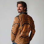 Greater Western Sydney Giants Long Sleeve Polo Shirt Indigenous Monochrome Dot Art Mascot Style
