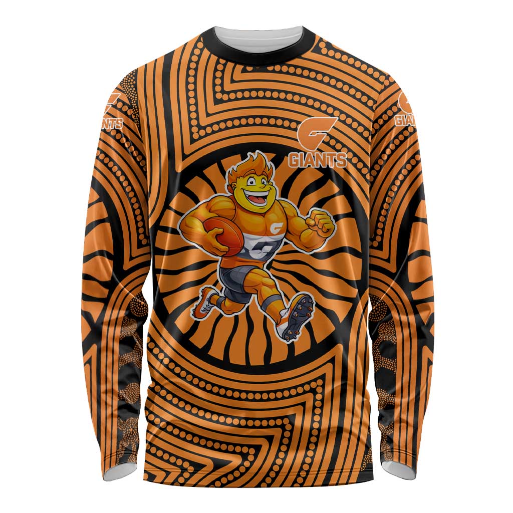 Greater Western Sydney Giants Long Sleeve Shirt Indigenous Monochrome Dot Art Mascot Style