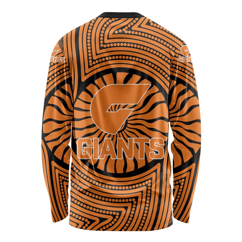 Greater Western Sydney Giants Long Sleeve Shirt Indigenous Monochrome Dot Art Mascot Style