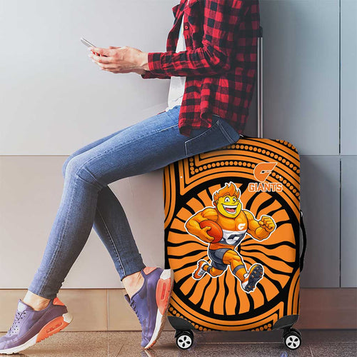 Greater Western Sydney Giants Luggage Cover Indigenous Monochrome Dot Art Mascot Style