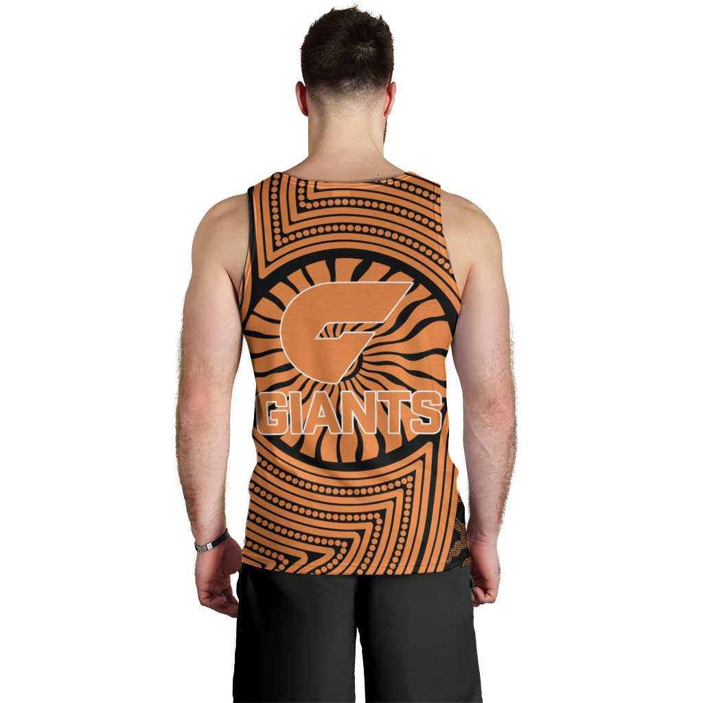 Greater Western Sydney Giants Men Tank Top Indigenous Monochrome Dot Art Mascot Style
