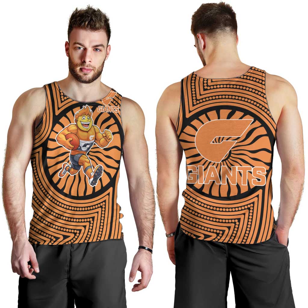 Greater Western Sydney Giants Men Tank Top Indigenous Monochrome Dot Art Mascot Style