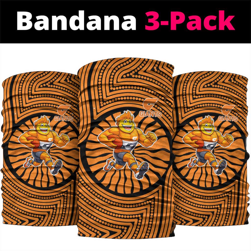 Greater Western Sydney Giants Neck Gaiter Indigenous Monochrome Dot Art Mascot Style