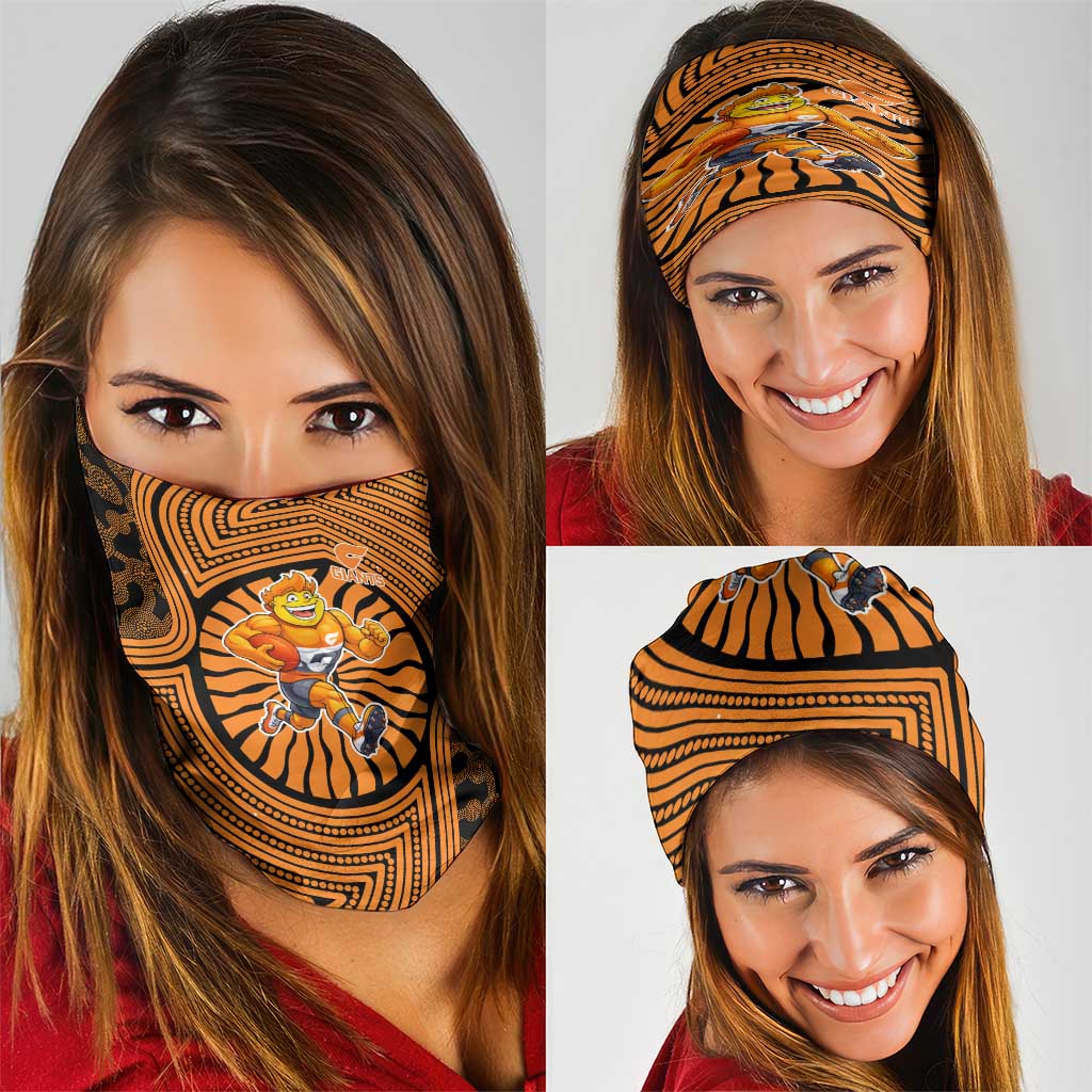Greater Western Sydney Giants Neck Gaiter Indigenous Monochrome Dot Art Mascot Style