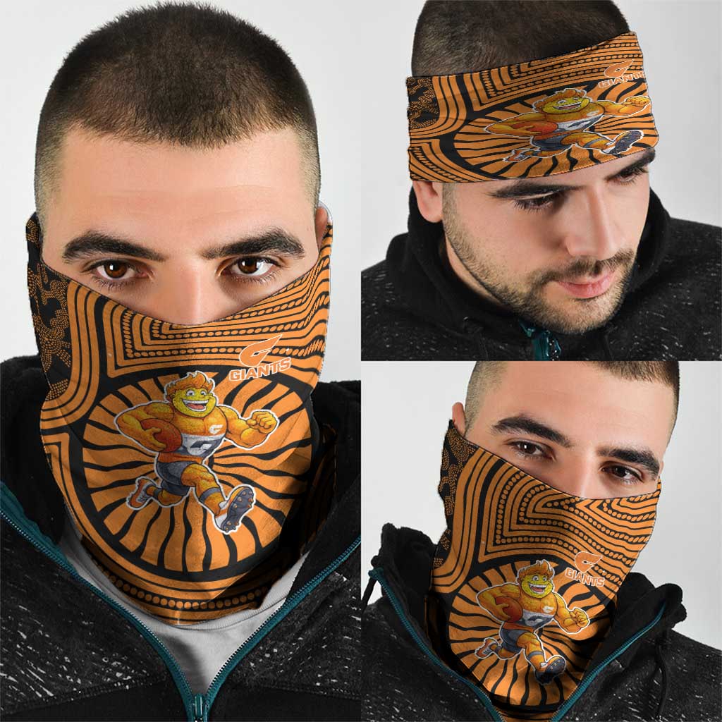 Greater Western Sydney Giants Neck Gaiter Indigenous Monochrome Dot Art Mascot Style